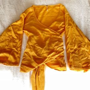 Free People - Orange Bell Sleeve Wrap blouse - XS